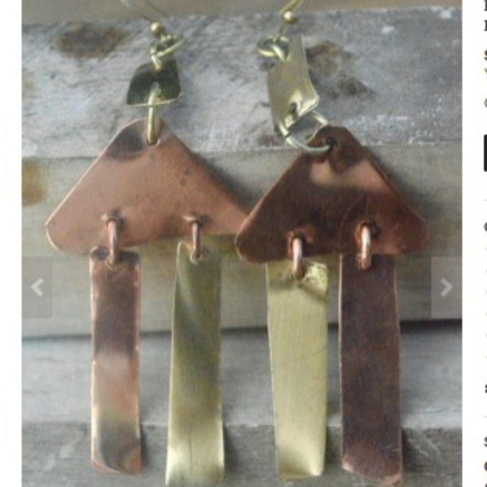 Boho Tribal Dangle Earrings Copper Gift Brass Fringe Handmade Statement Jewelry - Picture 5 of 7